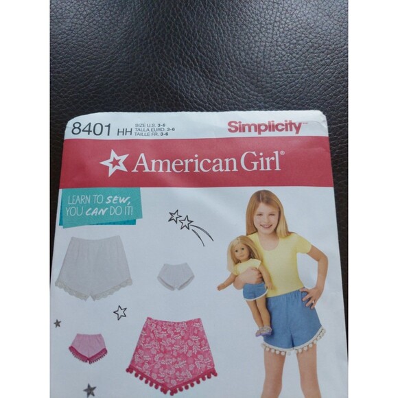 Simplicity American Girl Pattern 8401 18" Doll and Girl's Shorts Learn to Sew - Picture 4 of 11